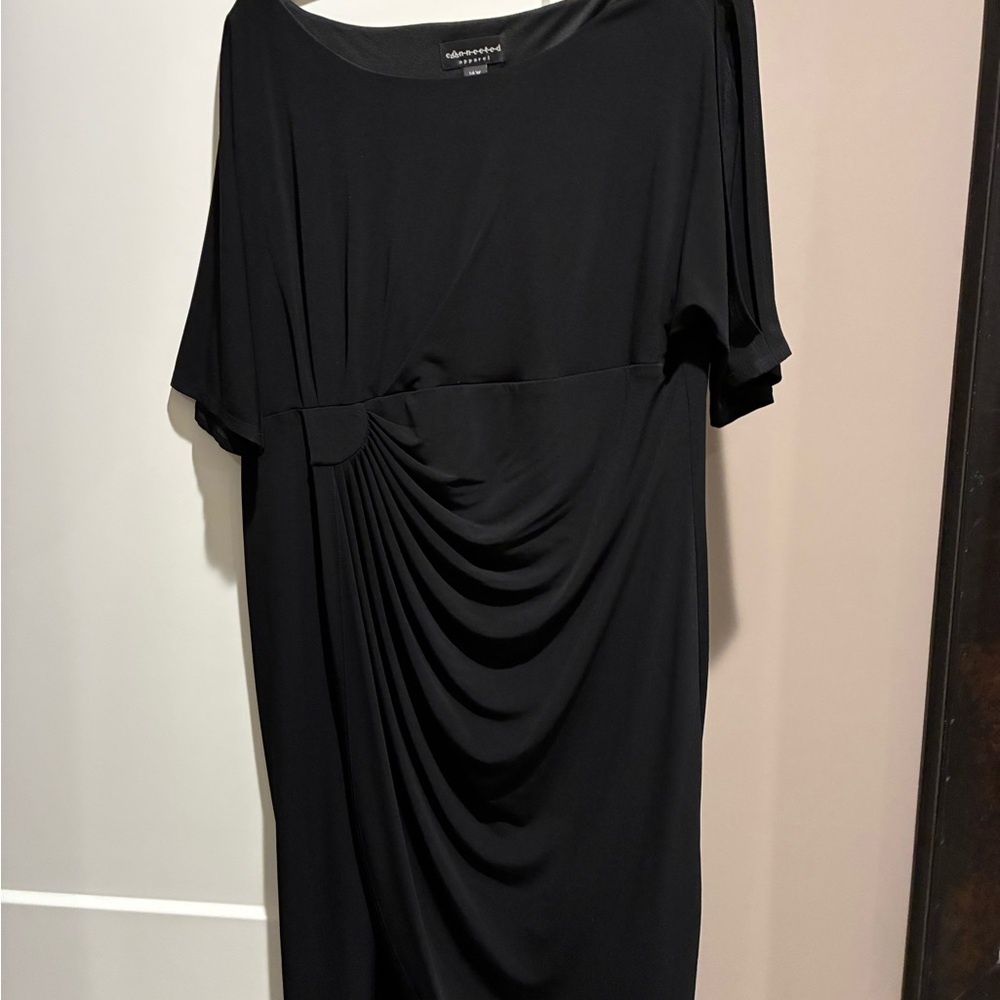 Connected Apparel Black Midi Dress